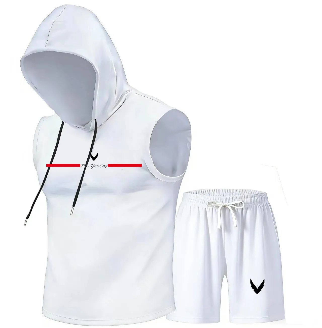 Home Gym Gym - Men's hooded vest set sleeveless hooded