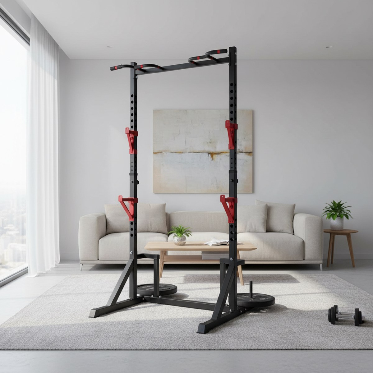 Adjustable Power Rack with Pul - đánh giá và giá Home Gym Power Rack