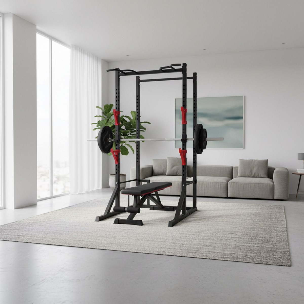 Adjustable Power Rack with Pul - đánh giá và giá Home Gym Power Rack