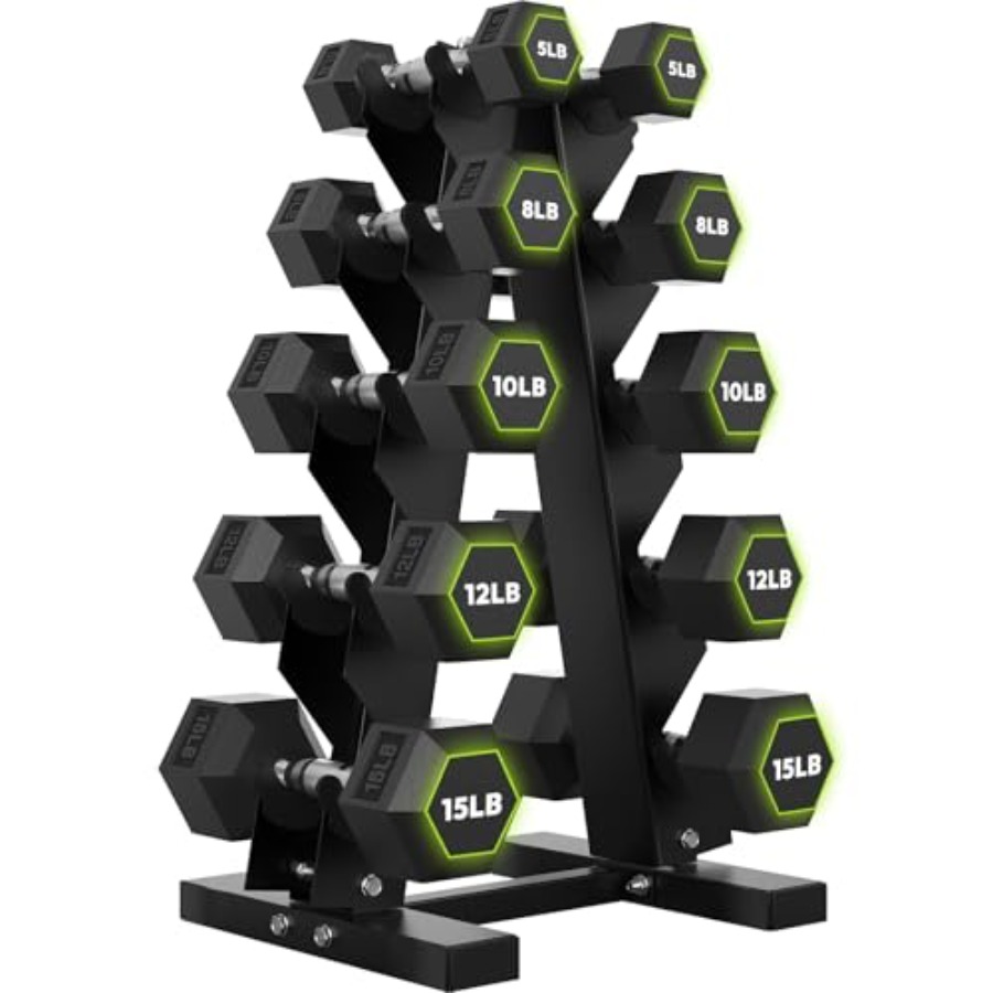Rubber Coated Hex Dumbbell Set - đánh giá và giá Hex Dumbbell Set